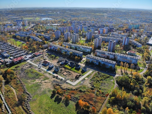 Bytom city aerial view. Upper Silesia region in Poland. Szombierki district, Bytom.