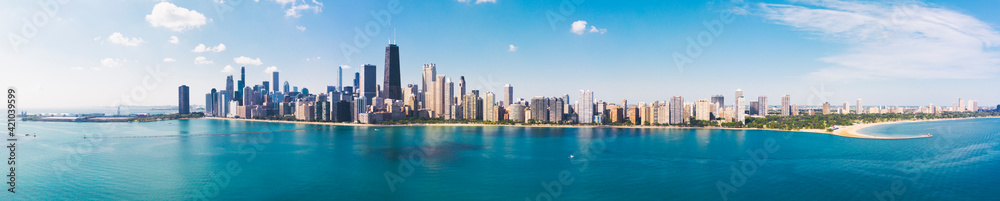 Aerial view of Chicago downtown Illinois USA