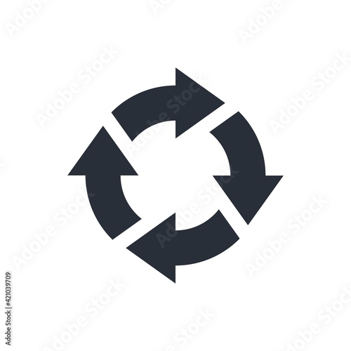 Arrows movement in a circle. Vector icon illustration isolated on white background.