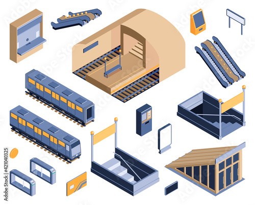 Subway Underground Isometric Set