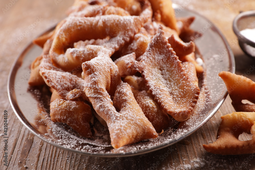 fried bugne and sugar- french gastronomy