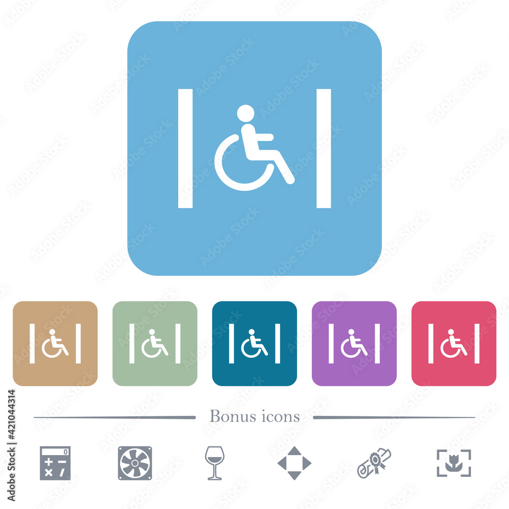Handicapped parking flat icons on color rounded square backgrounds Handicapped parking flat icons on color rounded square backgrounds