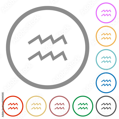 aquarius zodiac symbol flat icons with outlines