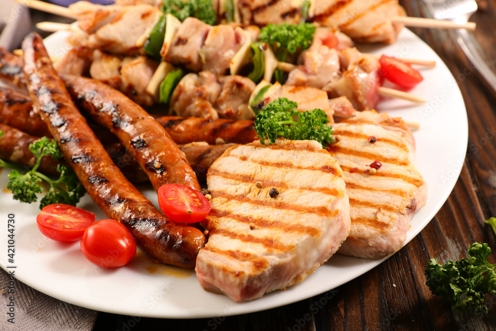 various of meat barbecue and sauce various of meat barbecue and sauce