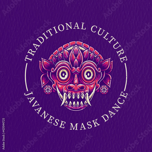 illustration leak barong mask for tshirt design, emblem character