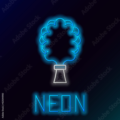 Glowing neon line Sauna broom icon isolated on black background. Broom from birch twigs, branches for Russian steam bath, sauna, washhouse. Colorful outline concept. Vector