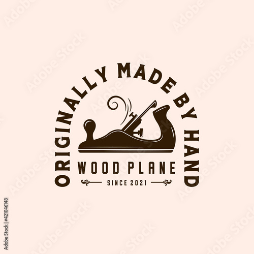 Woodwork Vector Illustration Logo Design. Woodwork Logo Template for Wood Master, Sawmill and Carpentry Service. Wood Planer Logo Concept Inspiration