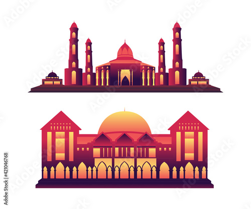 Muslim Mosque Mosque vector design. Beautiful Muslim mosque illustration.