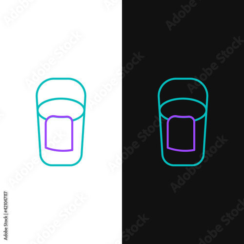 Line Bucket with rag icon isolated on white and black background. Cleaning service concept. Colorful outline concept. Vector