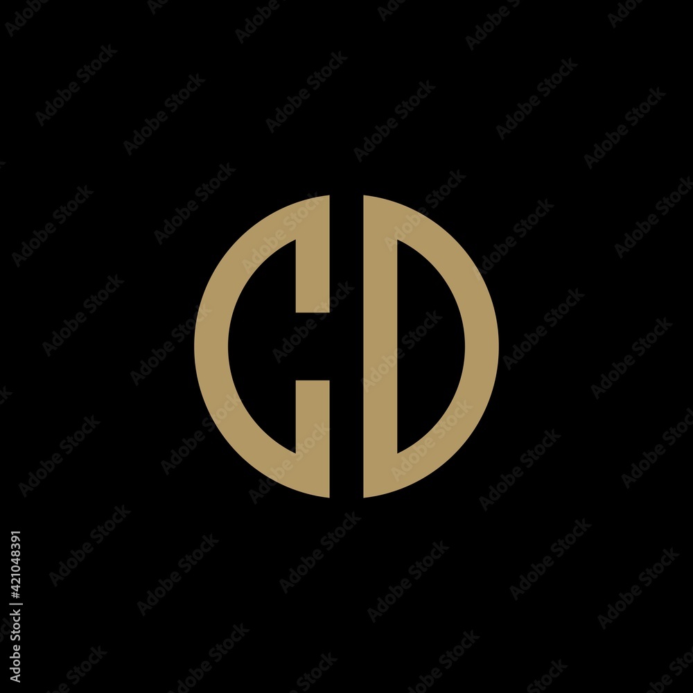 Fototapeta premium Elegant curve line vector logotype. Linear creative fancy monogram, logo design letter CD