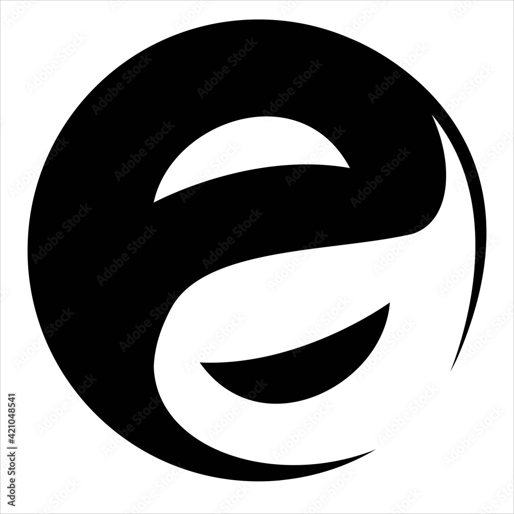 integrated letters in yin yang sign, flat design. black and white logo. integrated letters in yin yang sign, flat design. black and white logo.