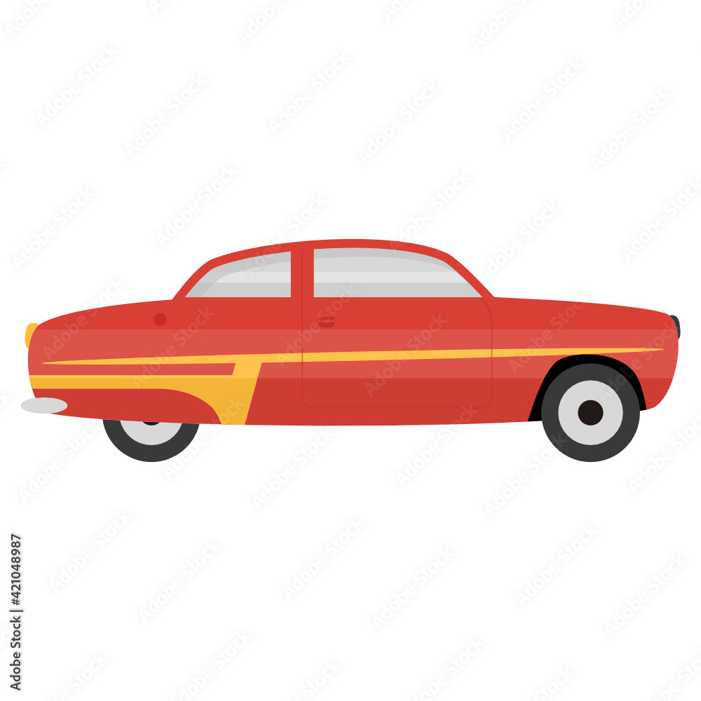 
Vintage car icon of flat style, retro transport  

