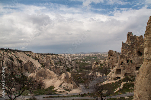 lunar like landscape of Cappadocia in Anatolia, Turkey. consists of fairy chimneys rock formations .
