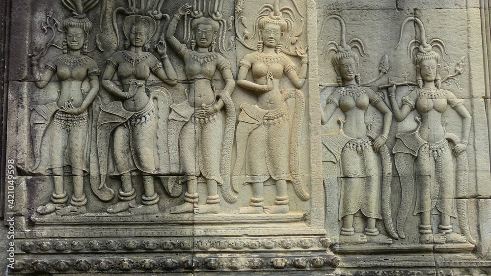 Relief in Angkor Wat, Kambodscha