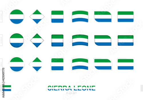 Sierra Leone flag set, simple flags of Sierra Leone with three different effects. Free Download Sierra Leone flag set, simple flags of Sierra Leone with three different effects. - GFXLoad