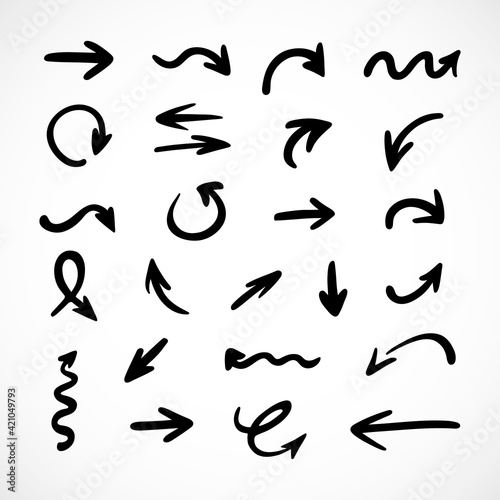 Vector set of hand-drawn arrows  elements for presentation