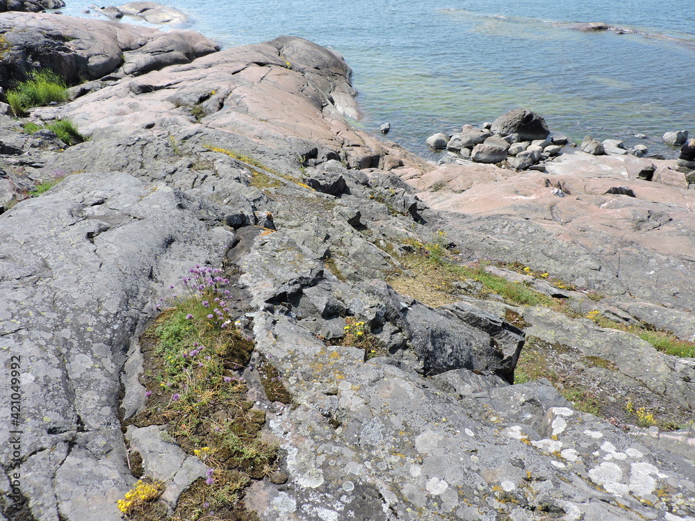 rocks and  Baltic sea in Finland