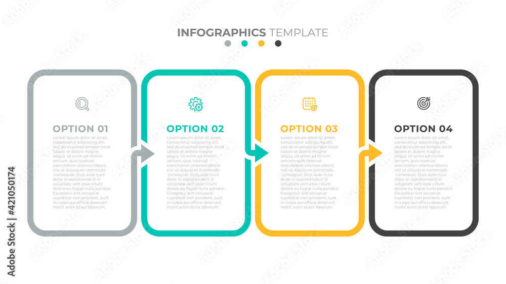 Vector infographic label with icons. Business concept with 4 options or steps.