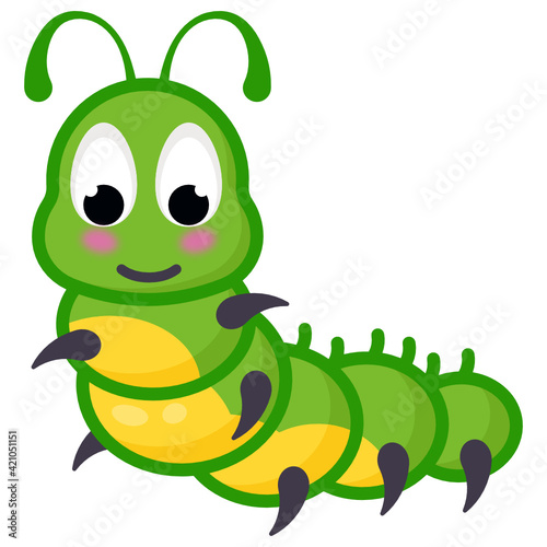 
Terrestrial invertebrate, flat icon of inchworm insect

