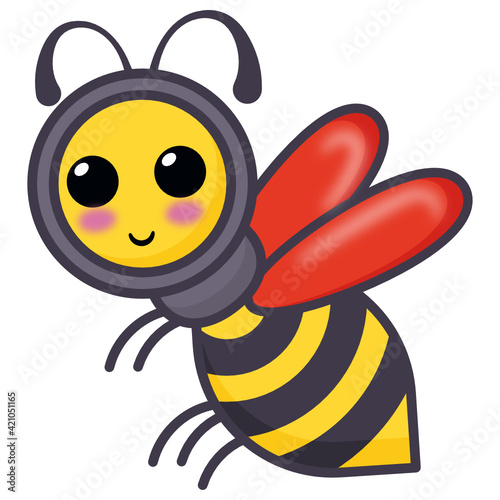 
Honey pollinator flying insect, flat cartoon of cute bee 

