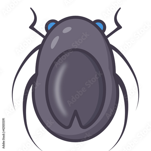 
Rhinoceros insect, flat cartoon icon of hercules beetle 

