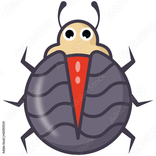 
Rhinoceros insect, flat cartoon icon of hercules beetle 

