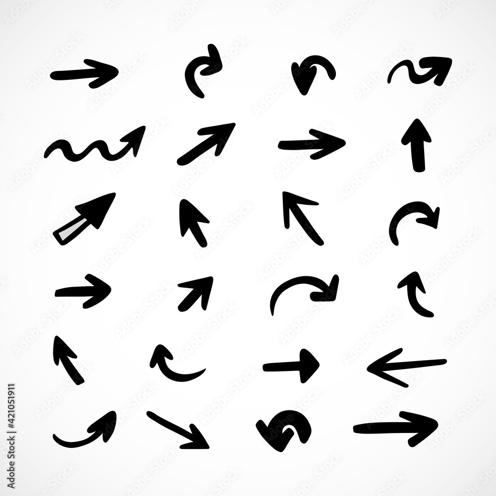 Vector set of hand-drawn arrows, elements for presentation Vector set of hand-drawn arrows, elements for presentation