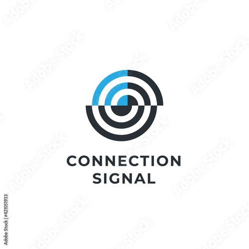Connection signal logo with wifi symbol and circle radar