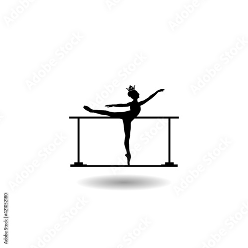 Black silhouette of a ballerina icon with shadow