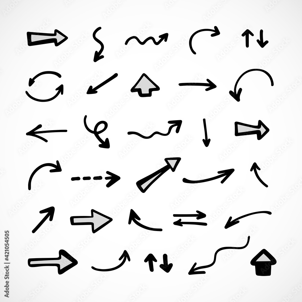Vector set of hand-drawn arrows, elements for presentation Vector set of hand-drawn arrows, elements for presentation