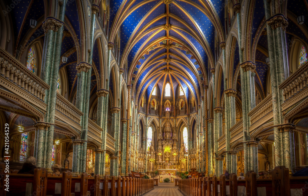 Interior of Notre-Dame Cathedral Basilica, Ottawa, Ontario, Travel to Canada
