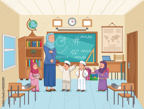 teacher with students