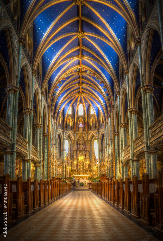 Interior of Notre-Dame Cathedral Basilica, Ottawa, Ontario, Travel to Canada