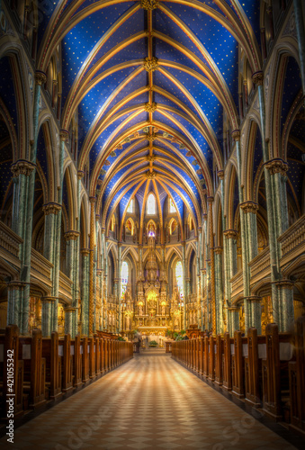 Tela Interior of Notre-Dame Cathedral Basilica, Ottawa, Ontario, Travel to Canada