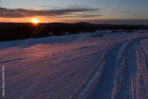 A sunrise on a February morning, Sainte-Apolline, Québec