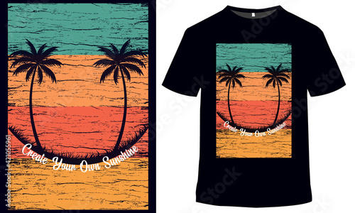 California Oceanside stylish t-shirt and apparel trendy design with palm trees silhouettes, typography, print, vector illustration. Summer shirt, Surfrider stylish graphic tee vector design, print.tee