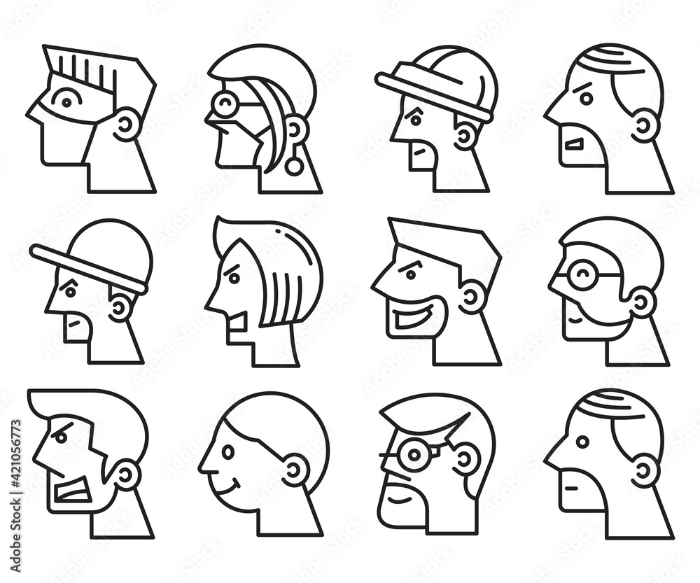 human face side view avatars vector human face side view avatars vector
