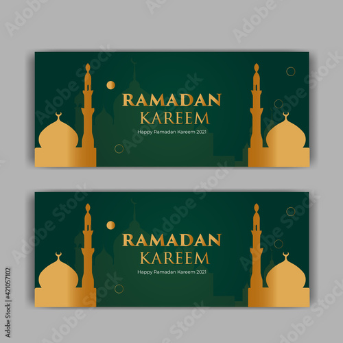 Happy Ramadan Kareem Web Banner Design Template , Fuly editable Template  photo