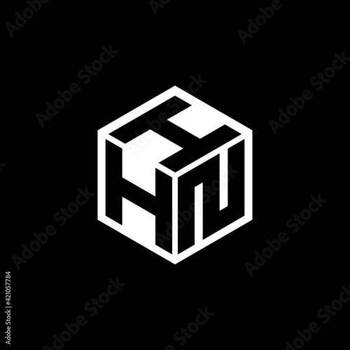 HNI letter logo design with black background in illustrator, cube logo, vector logo, modern alphabet font overlap style. calligraphy designs for logo, Poster, Invitation, etc.
