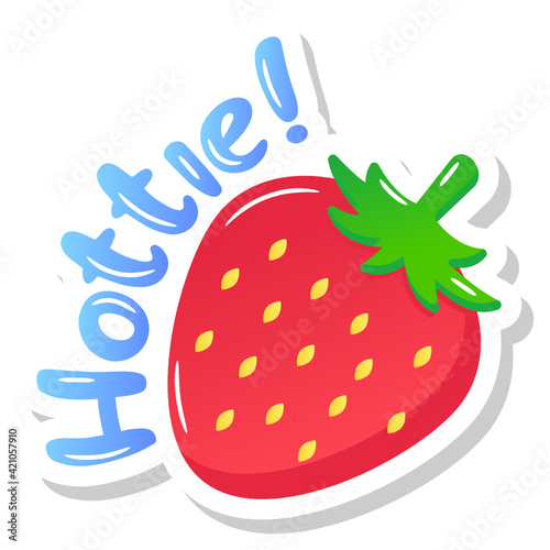 
A strawberry sticker flat vector in editable style

