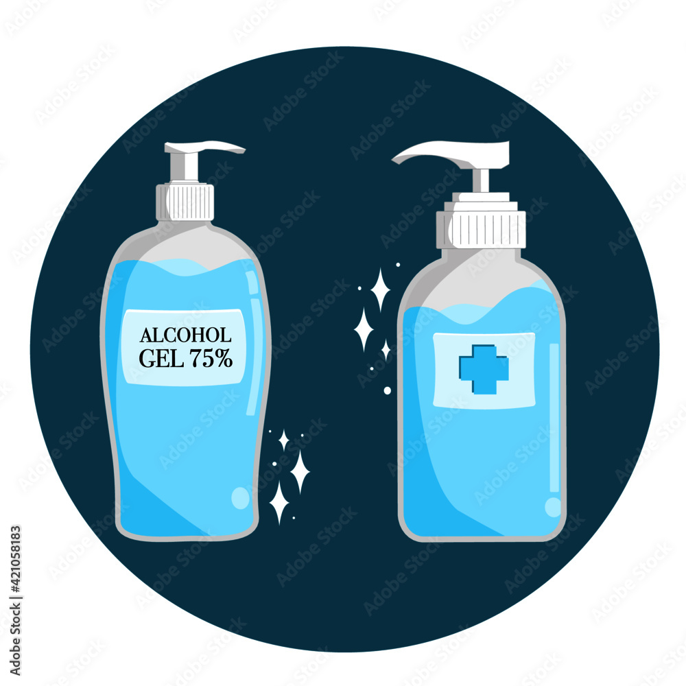 Hand sanitizer pump bottle, alcohol gel 75% to protect Covid-19 virus or coronavirus 
