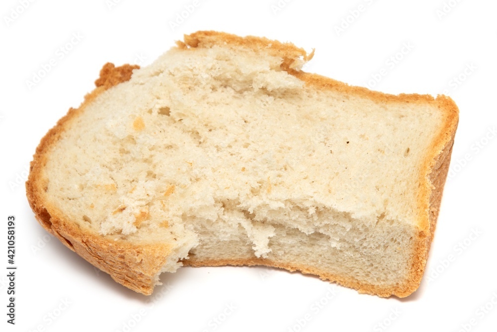 slice of white bread isolated on white background