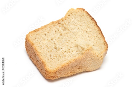 slice of white bread isolated on white background