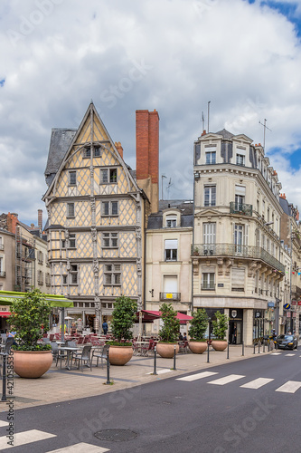 Angers, France. Beautiful old buildings at place Ste-Croix 