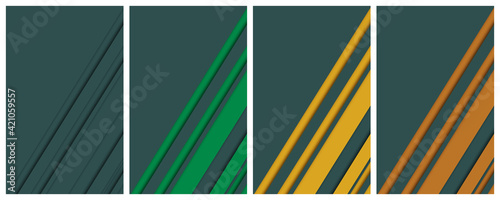 Abstract teal background set 1 with colored diagonal stripes and paper cutout structure for even more than ebook and book cover design
