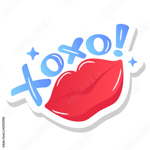 
A romantic love lips sticker with hey baby concept

