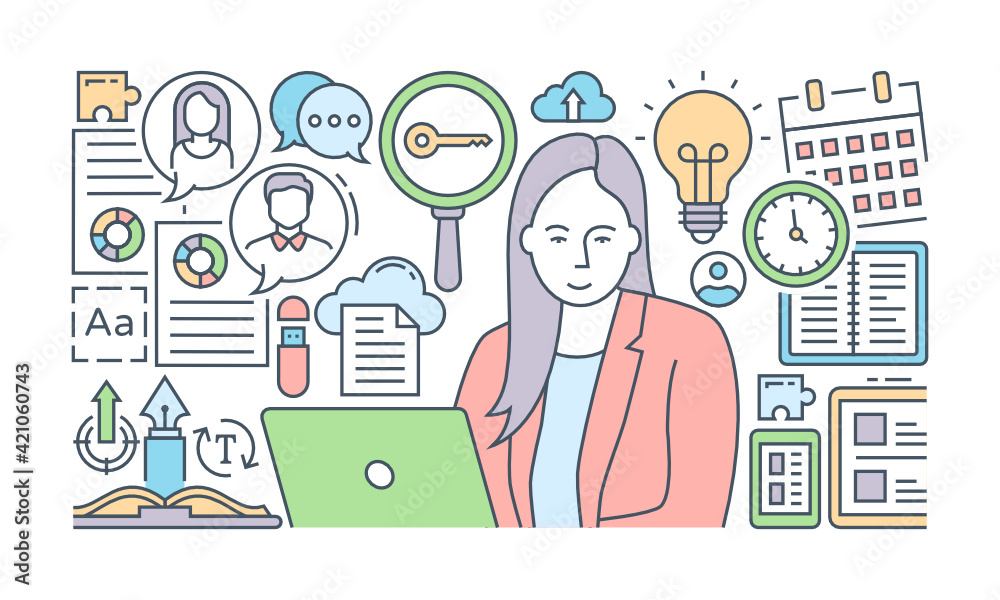 A banner of social media designed with flat linear illustration
A banner of social media designed with flat linear illustration