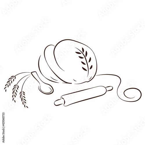 Bread vector illustration in the brown color. Bakery product brown outline