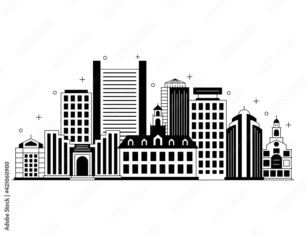 
Boston in glyph illustration, capital of massachusetts  

