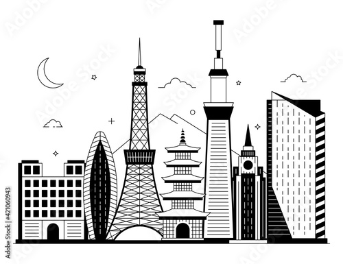 
Tokyo in editable glyph illustration, capital of japan 

